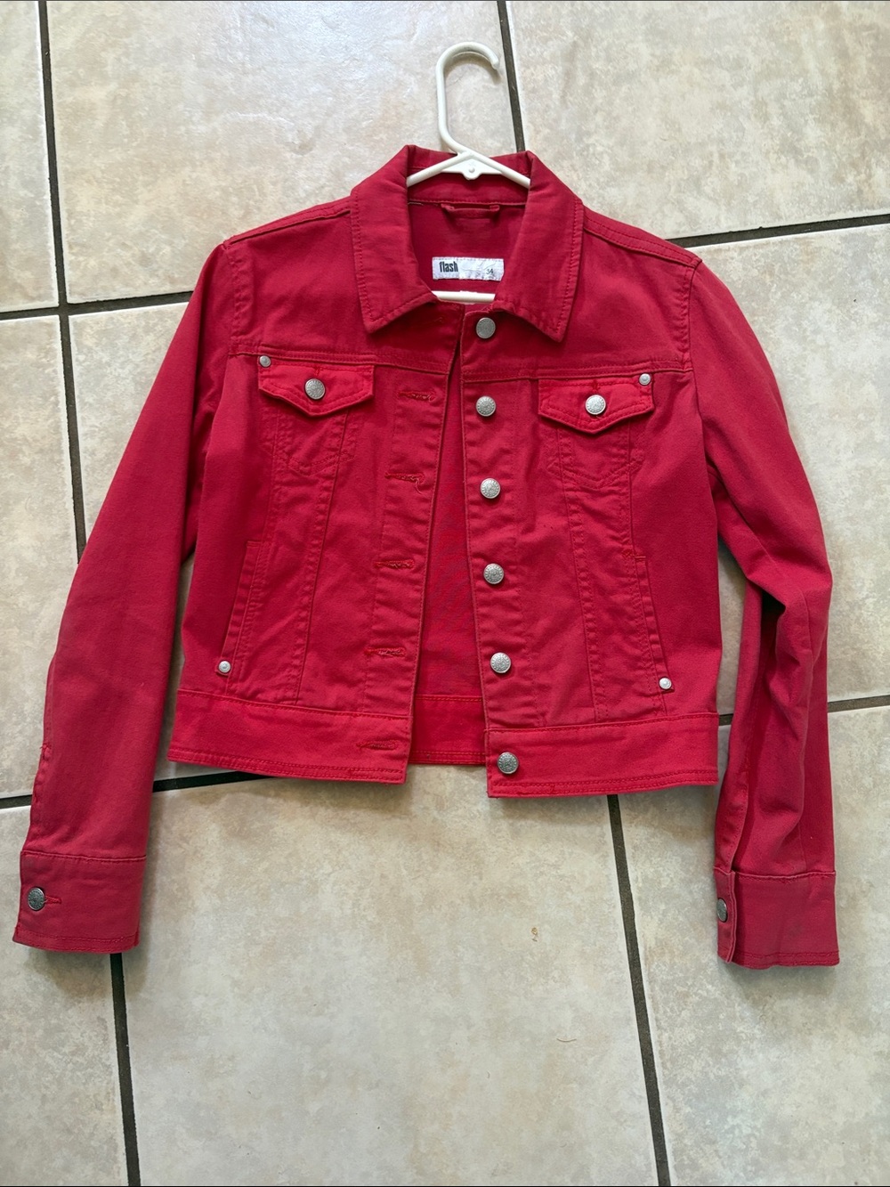 Ash Women's Red Crop Denim Jacket